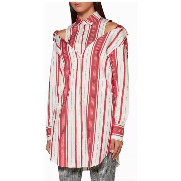 HELLESSY ECRU & RED‎ DUQUETTE SHIRT SIZE 0 - Picture 1 of 6